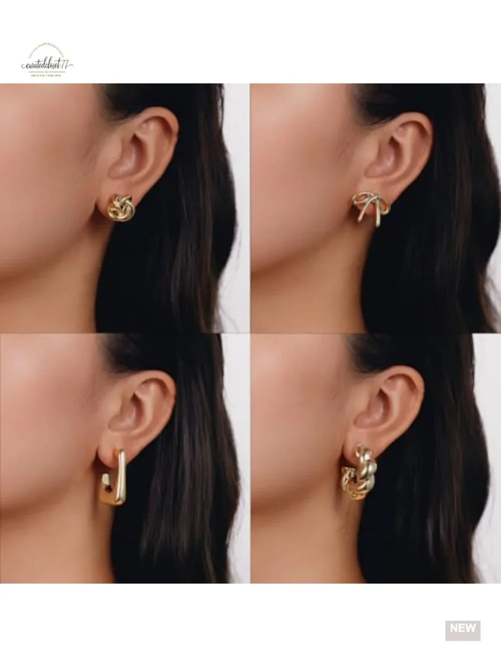 12 Pairs Chunky Gold Plated Hoop Earrings Set Lightweight Statement Jewelry for